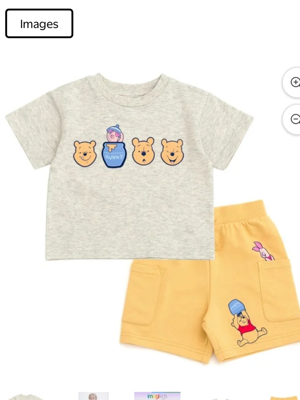 Disney Kids Two-Piece Winnie the Pooh Gray Tee & Yellow Shorts Set